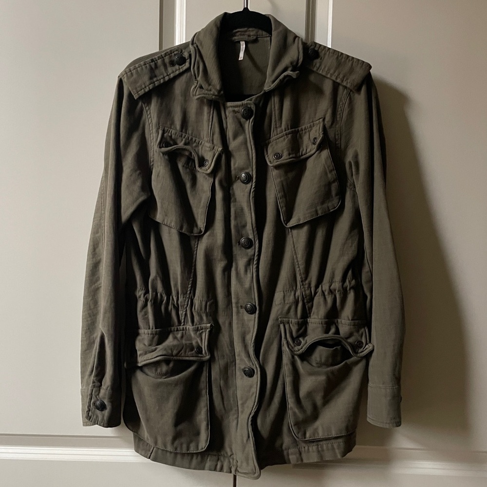 Free People Oversized Not Your Brother's Surplus Jacket in Olive size XS - Picture 3 of 7
